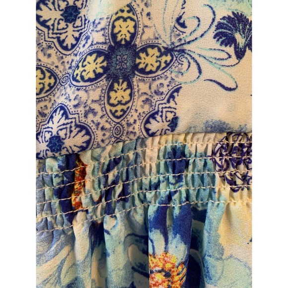 EUC, Fleur Bleve Women's Sleeveless Blouse Sz Large Floral Print, V-neck Multi - Picture 7 of 10